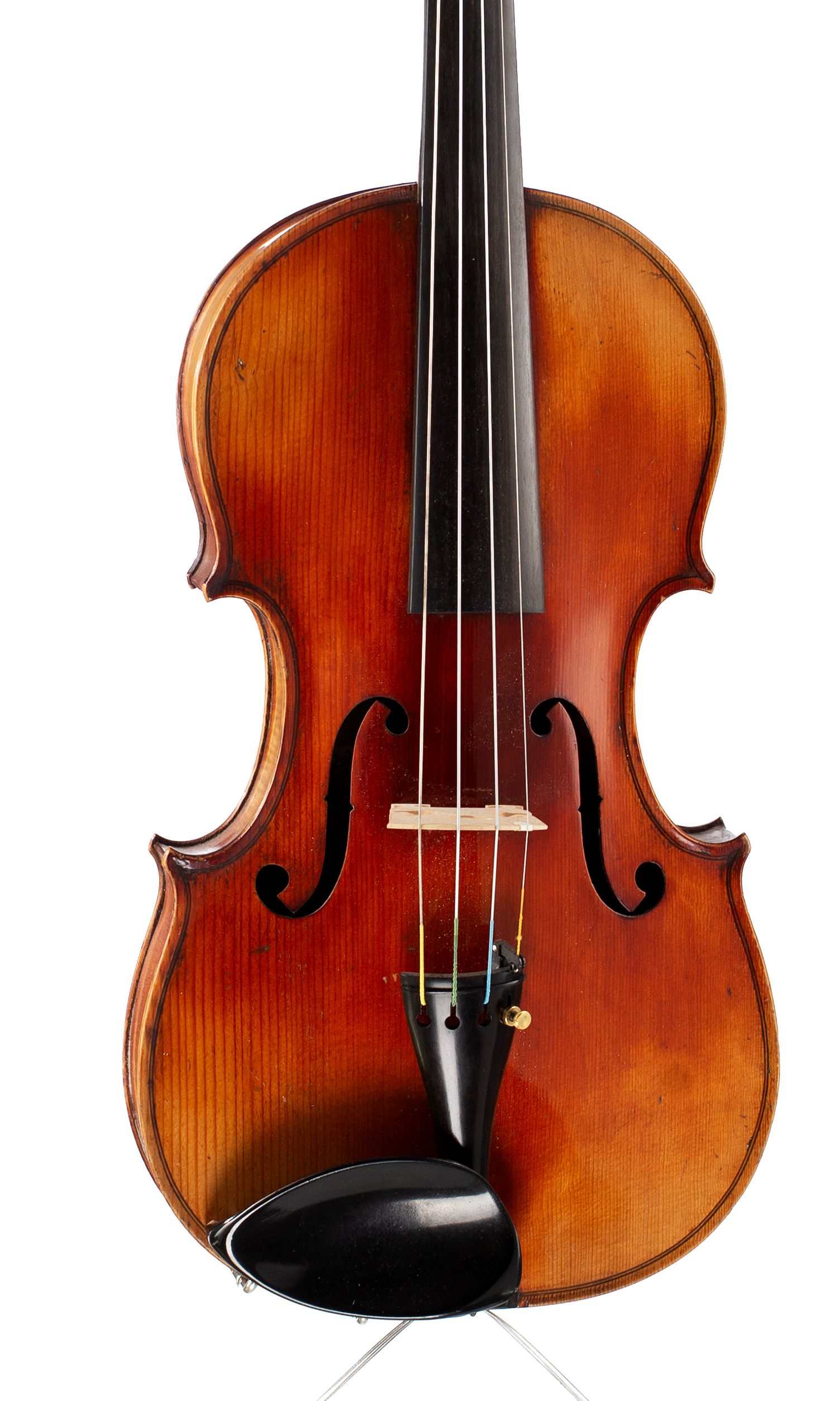 Violin, Workshop of Jérôme Thibouville-Lamy, Mirecourt, circa 1920 — angled view, 10°