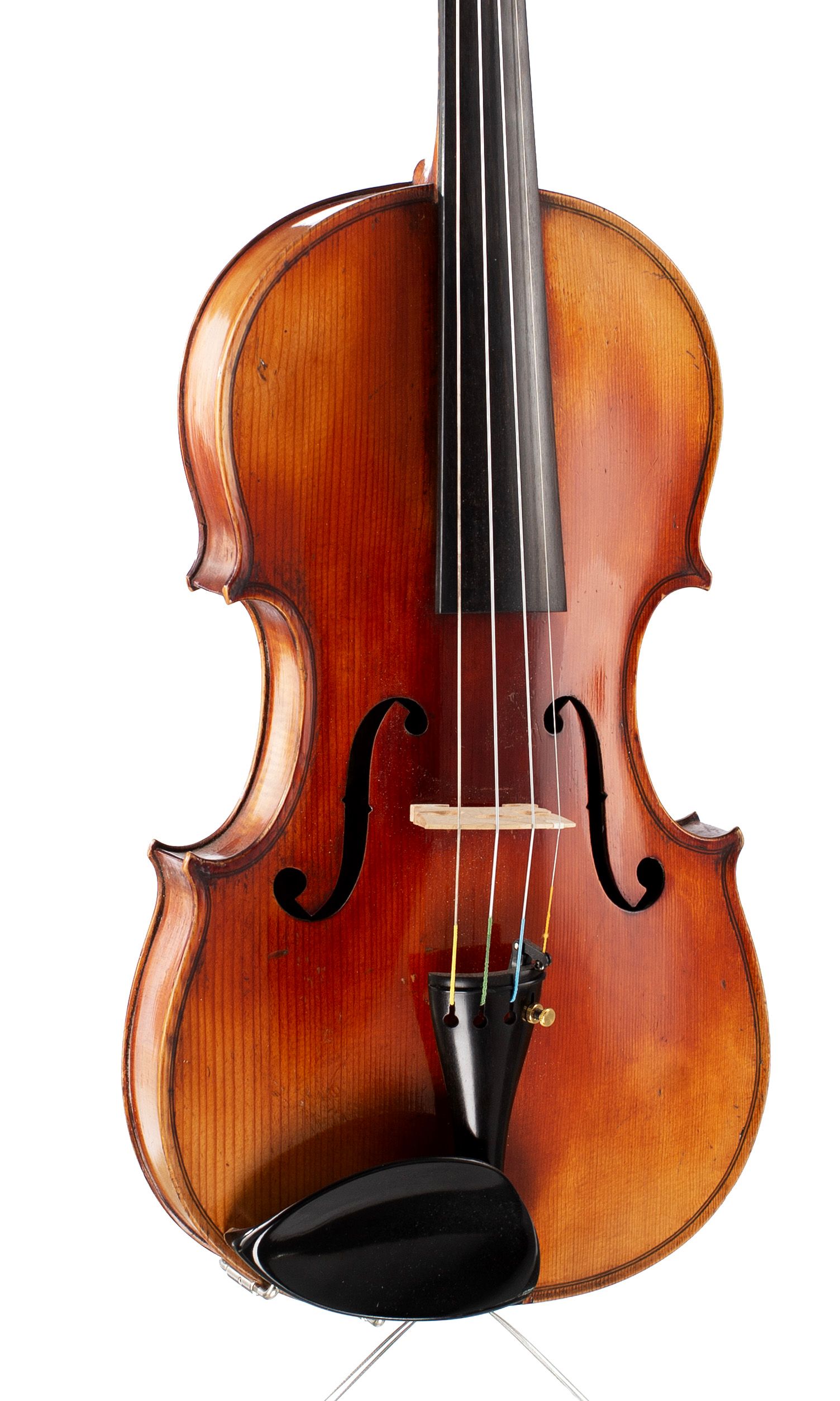 Violin, Workshop of Jérôme Thibouville-Lamy, Mirecourt, circa 1920 — angled view, 20°