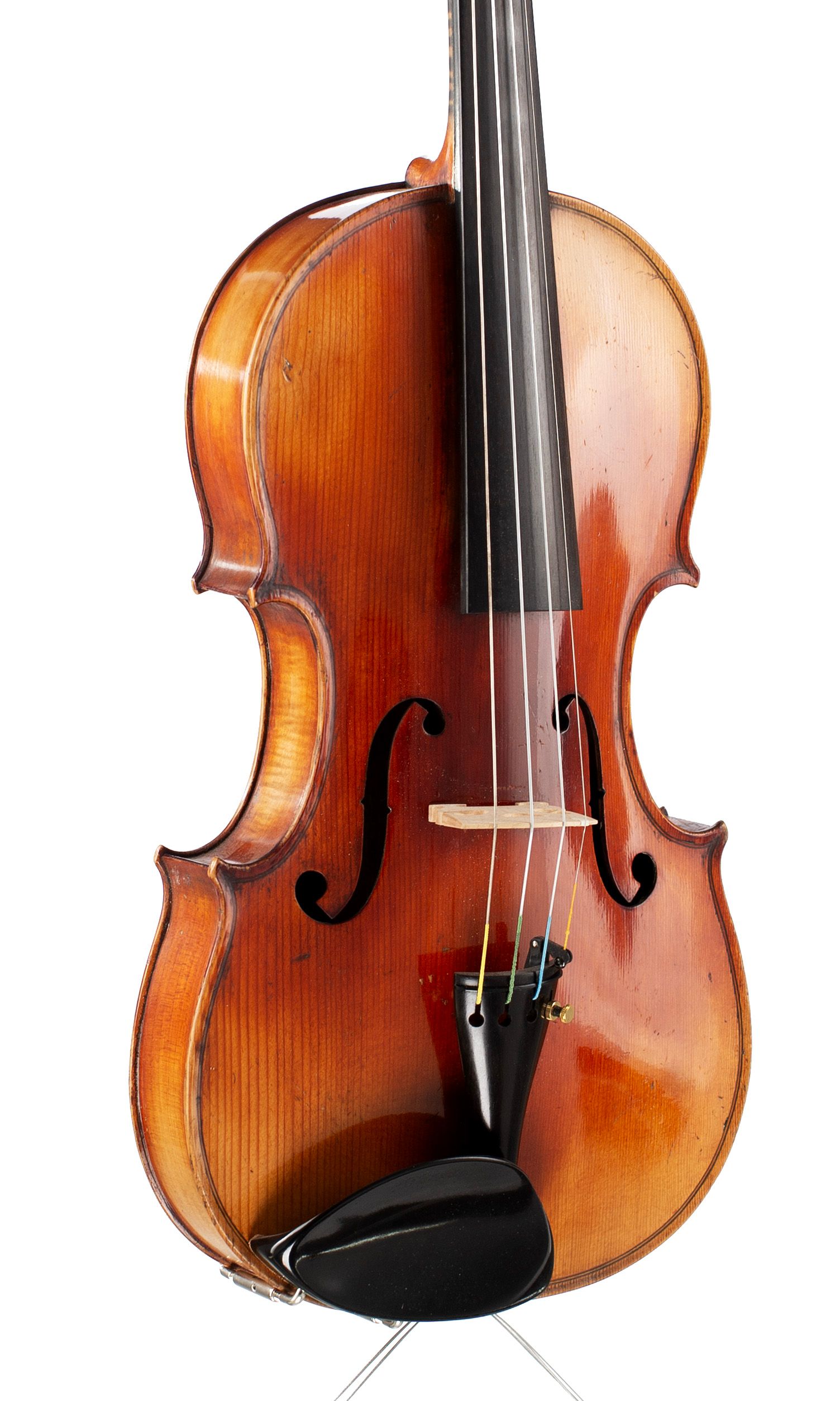 Violin, Workshop of Jérôme Thibouville-Lamy, Mirecourt, circa 1920 — angled view, 30°