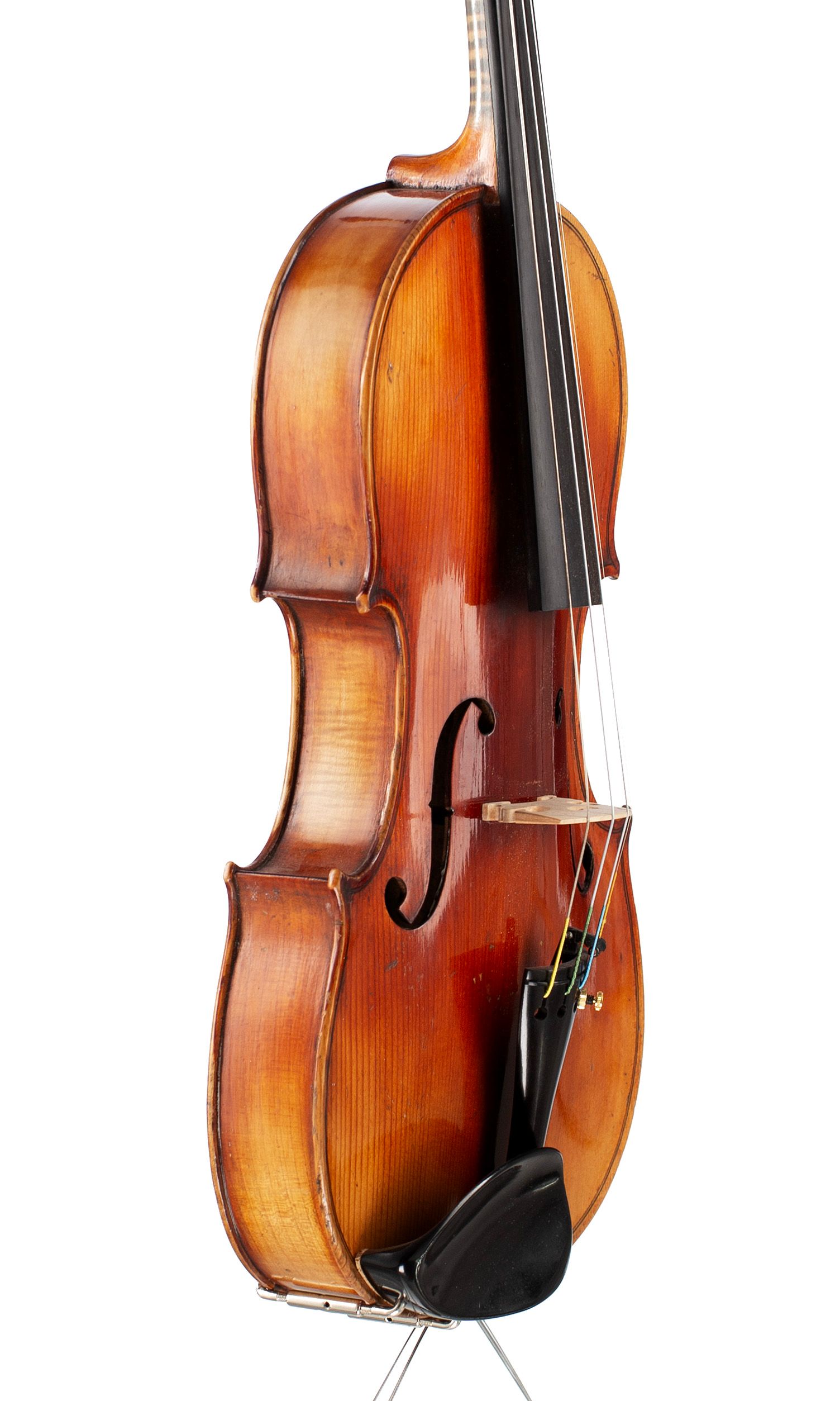 Violin, Workshop of Jérôme Thibouville-Lamy, Mirecourt, circa 1920 — angled view, 60°