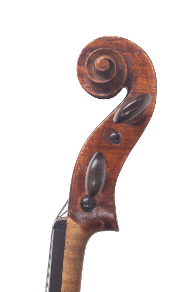 Violin, Circle of Antonio Ungarini, Marchi Region, circa 1790 — scroll