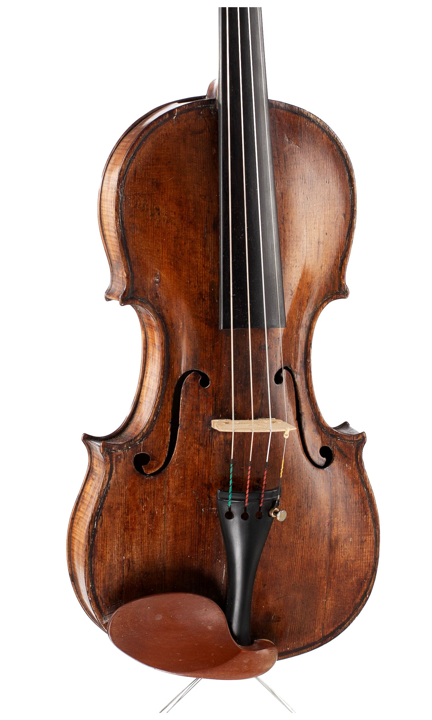 Violin, Circle of Antonio Ungarini, Marchi Region, circa 1790 — angled view, 20°