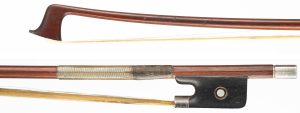 A silver-mounted violin bow by Émile-Auguste Ouchard Fils, early 20th Century — head and frog