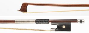 A silver-mounted violin bow by F. N. Voirin — head and frog