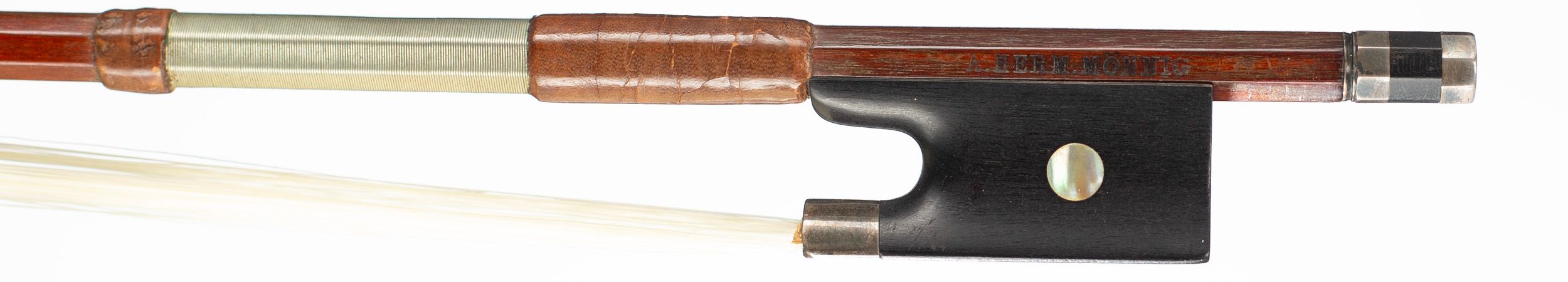 A silver-mounted violin bow by A. Herr Mönnig — frog
