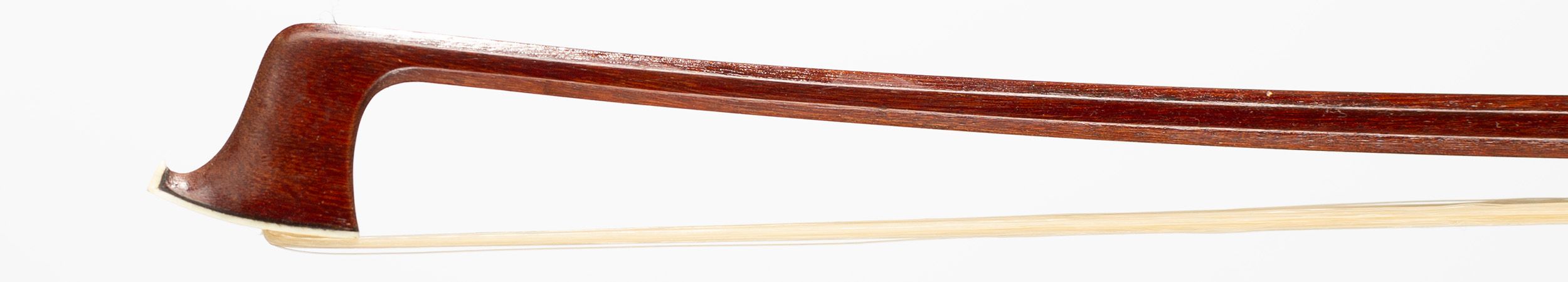 A nickel-mounted violin bow by Otto Durrschmidt — head