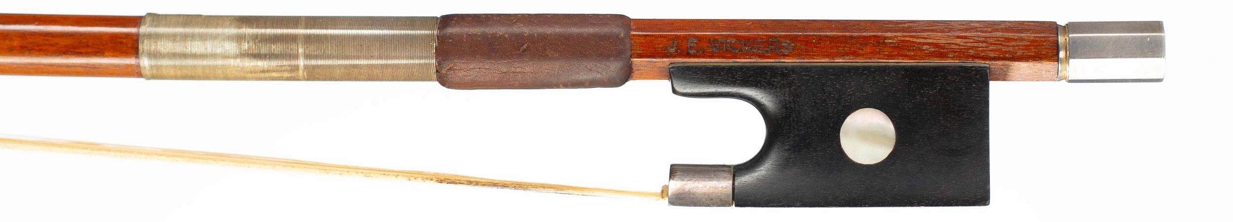A silver-mounted violin bow by J. E. Vickers — frog