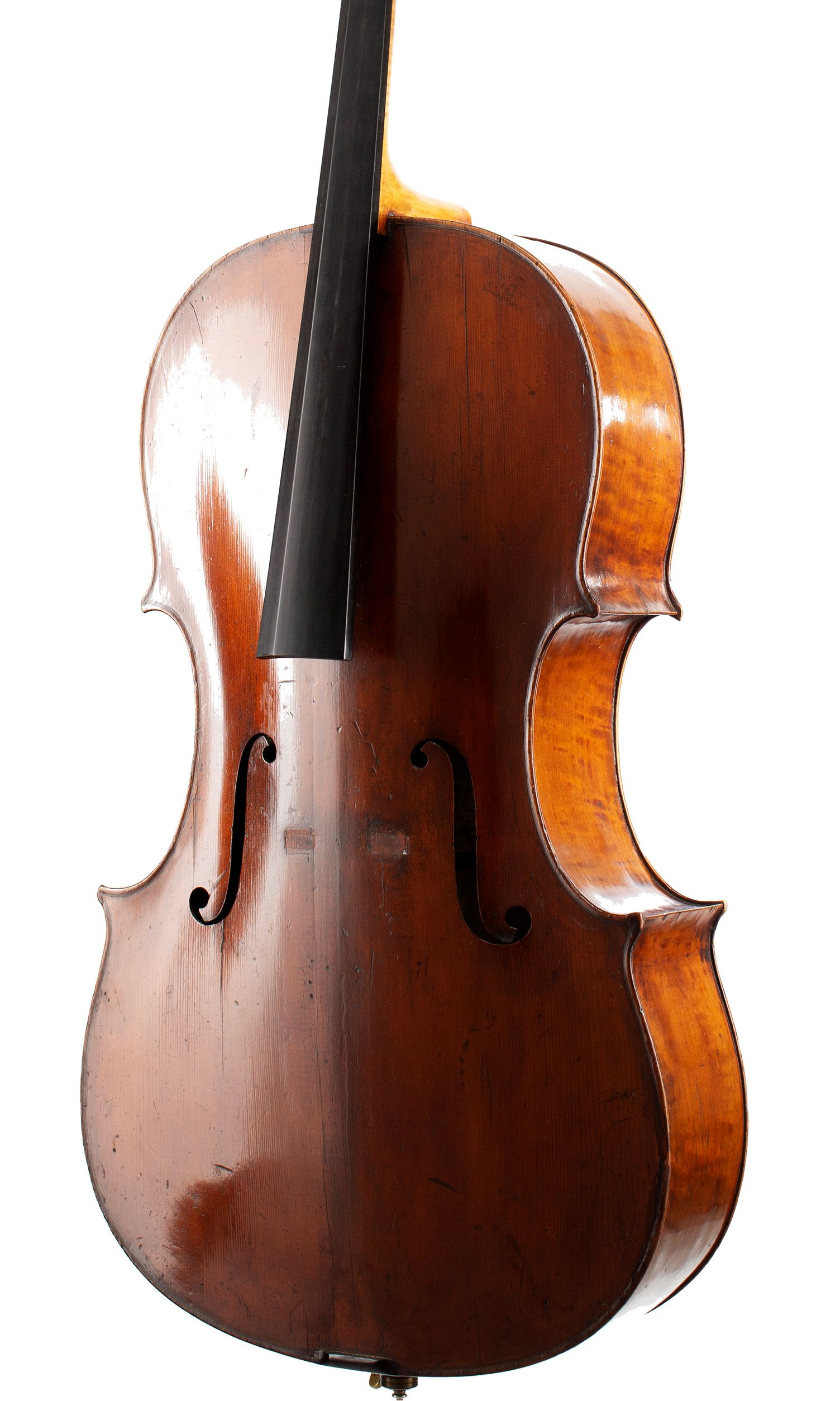 Cello by Thomas Kennedy, London, 1808 — angled view, 30°