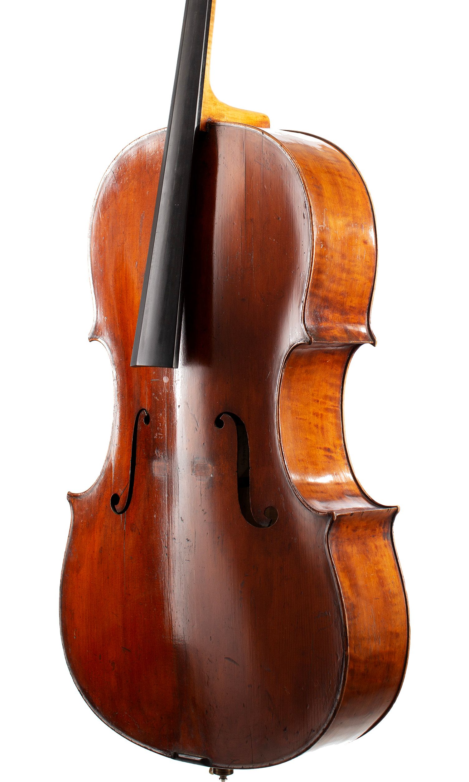 Cello by Thomas Kennedy, London, 1808 — angled view, 40°