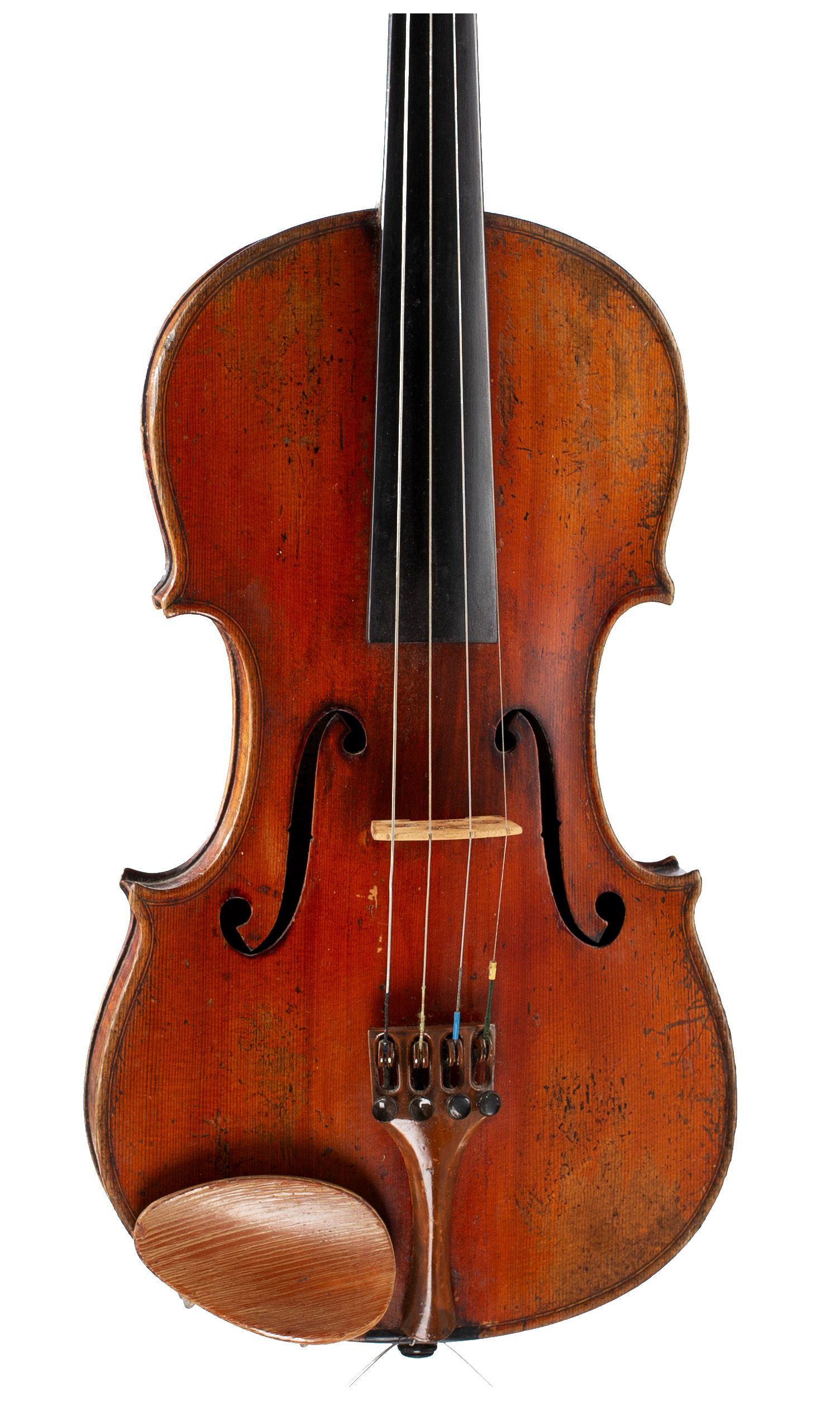 Violin, Workshop of Louis Lowendall, Dresden, 1883 — angled view, 10°