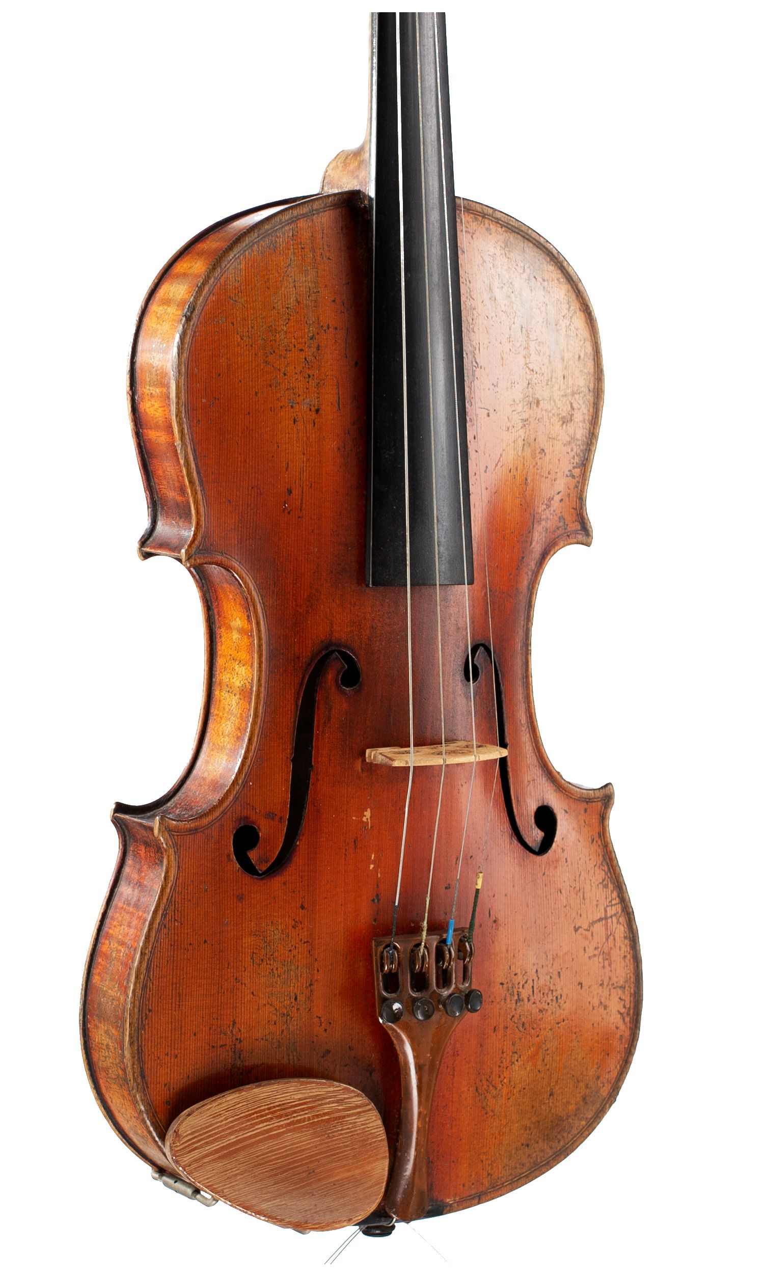 Violin, Workshop of Louis Lowendall, Dresden, 1883 — angled view, 30°