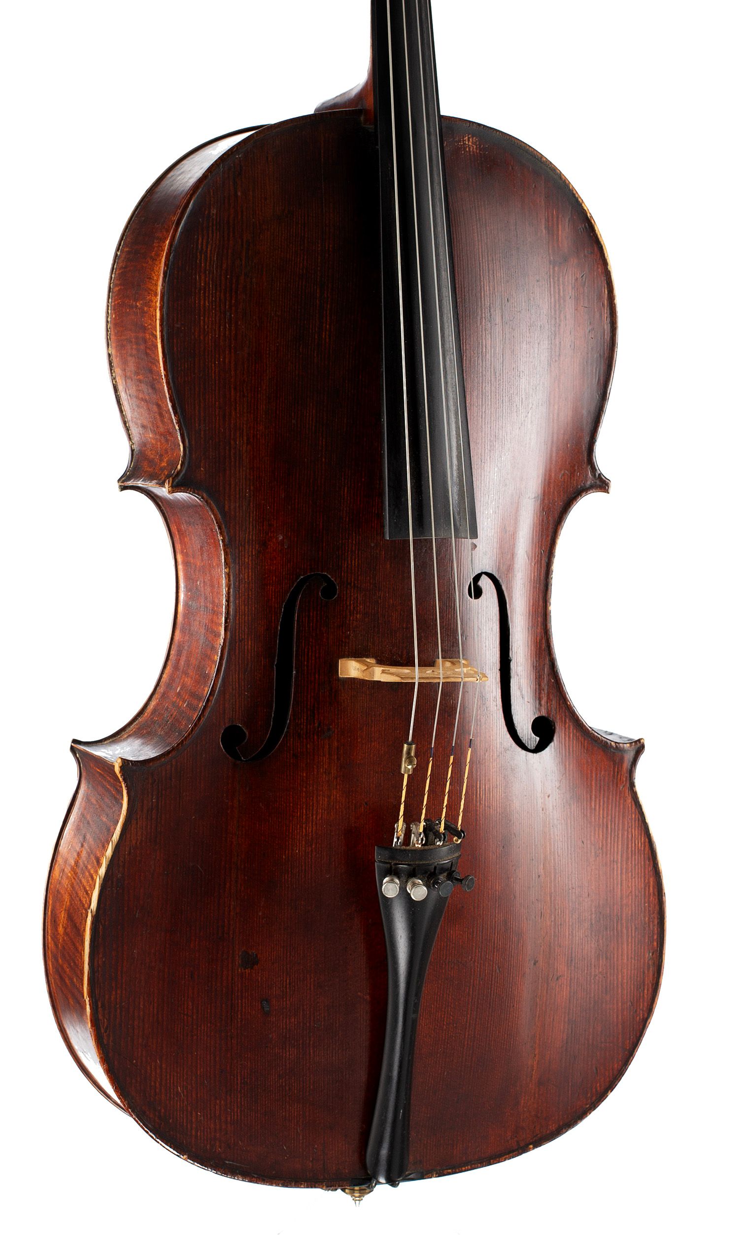 Cello by Charles Harris (II), London, circa 1820 — angled view, 20°