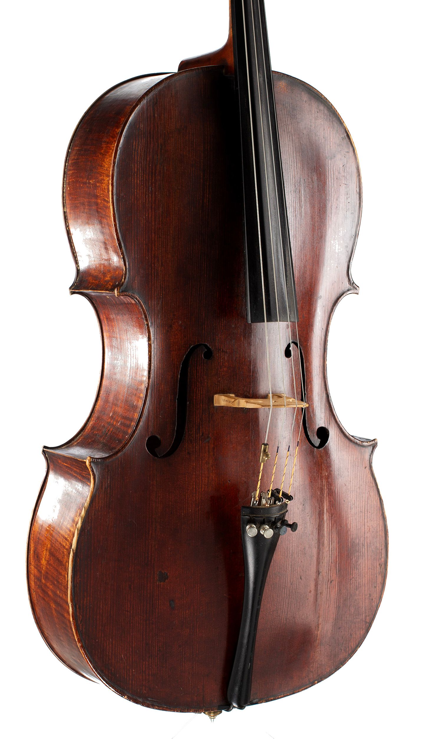 Cello by Charles Harris (II), London, circa 1820 — angled view, 30°