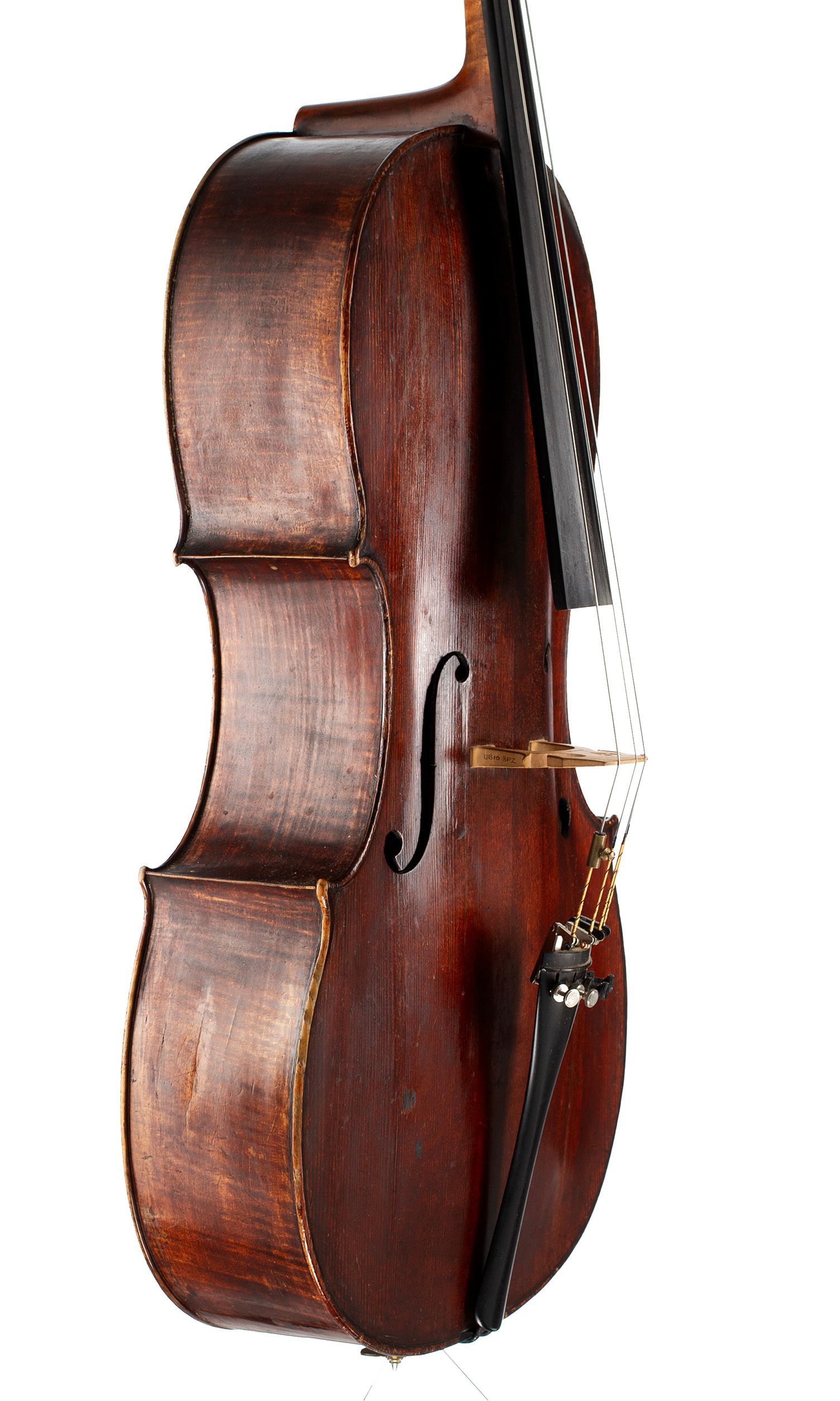 Cello by Charles Harris (II), London, circa 1820 — angled view, 60°