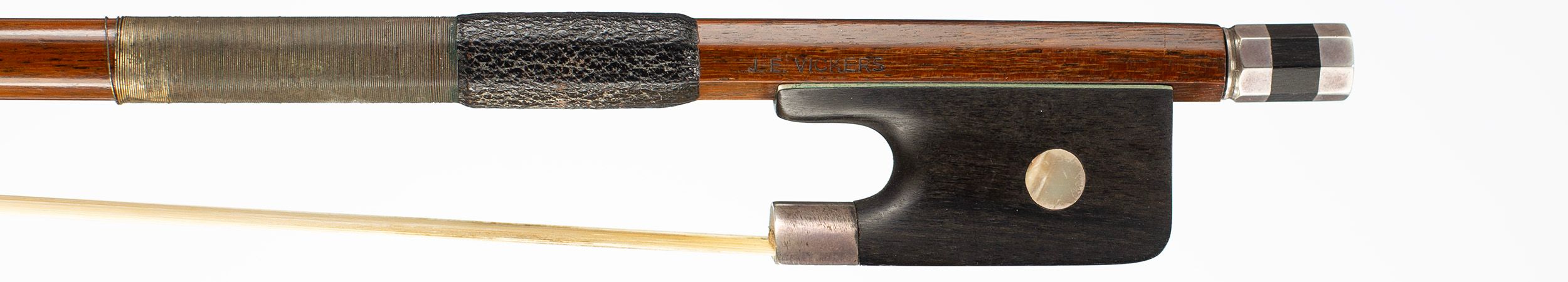 A silver-mounted cello bow by J. E. Vickers, Wisbech — frog