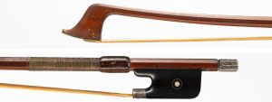 A silver-mounted cello bow by Hermann W. Prell, Germany — head and frog