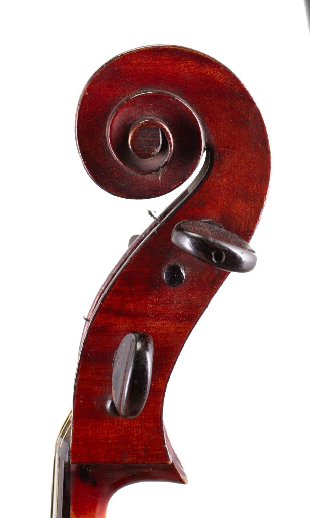 Cello, Workshop of Jérôme Thibouville-Lamy, France, circa 1910 — scroll