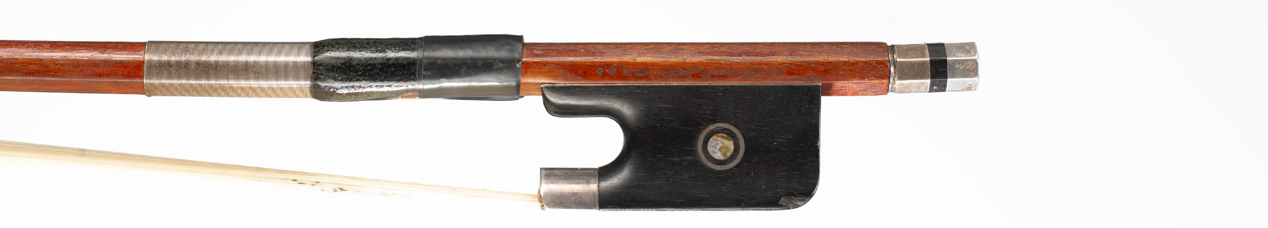 A silver-mounted cello bow by A. Knoll, Germany — frog