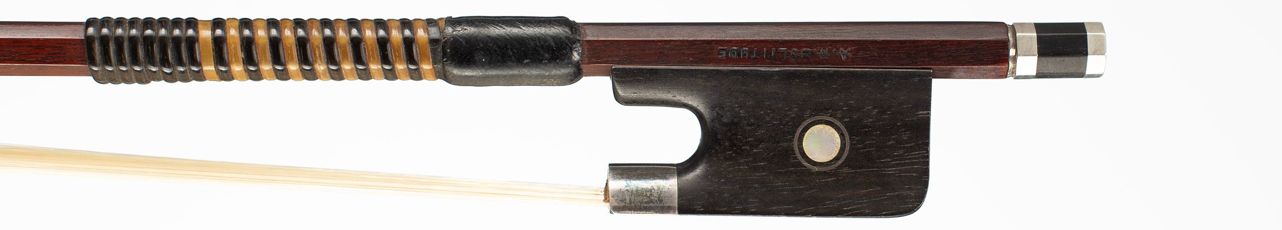 A silver-mounted viola bow by A. R. Bultitude, London — frog