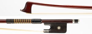 A silver-mounted viola bow by A. R. Bultitude, London — head and frog