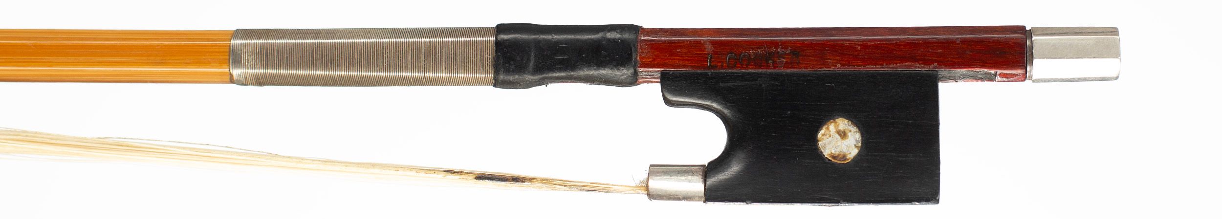 A silver-mounted viola bow by L. Cocker — frog