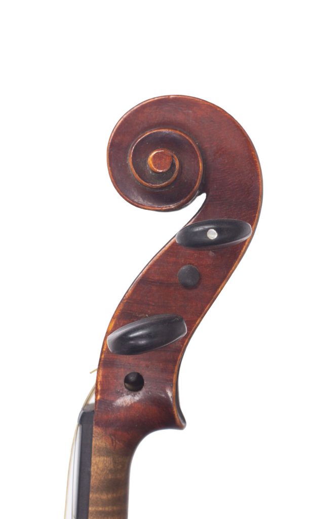 Child's violin, Workshop of Jérôme Thibouville-Lamy, Mirecourt  over 100 years old — scroll