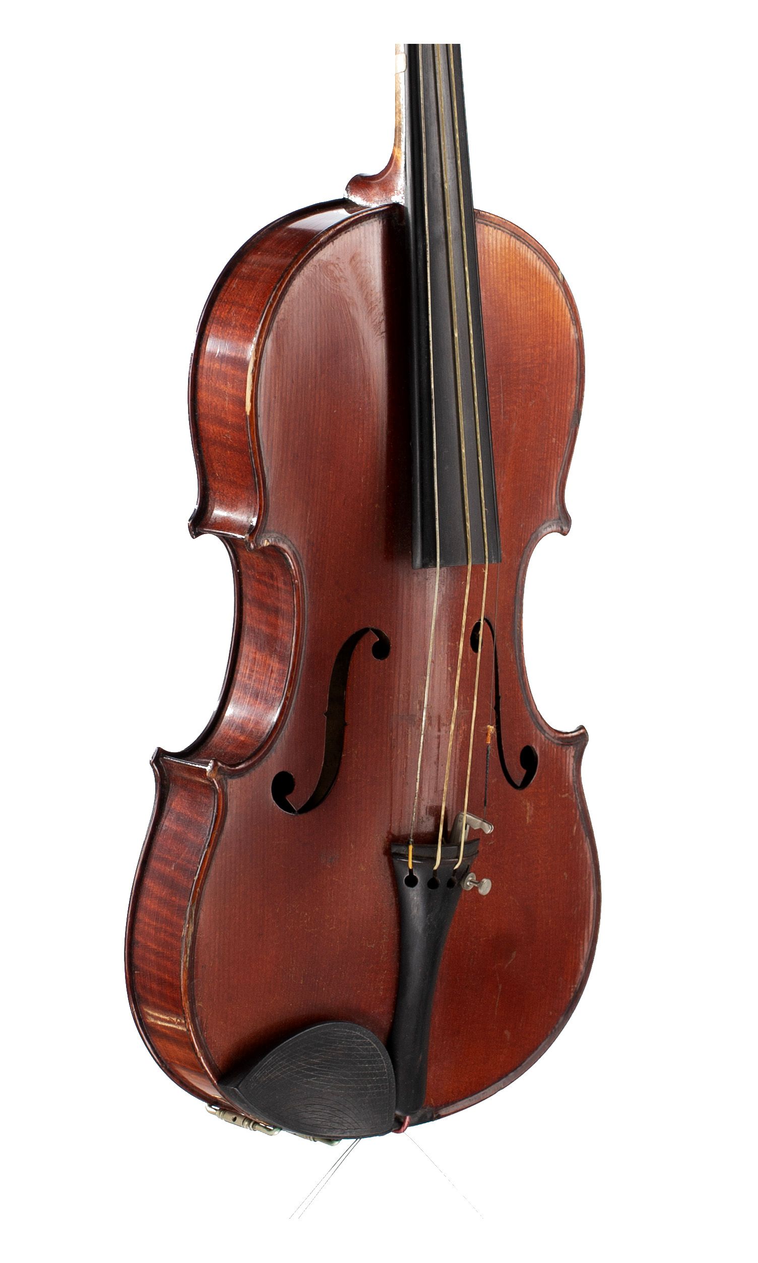 Child's violin, Workshop of Jérôme Thibouville-Lamy, Mirecourt  over 100 years old — angled view, 40°