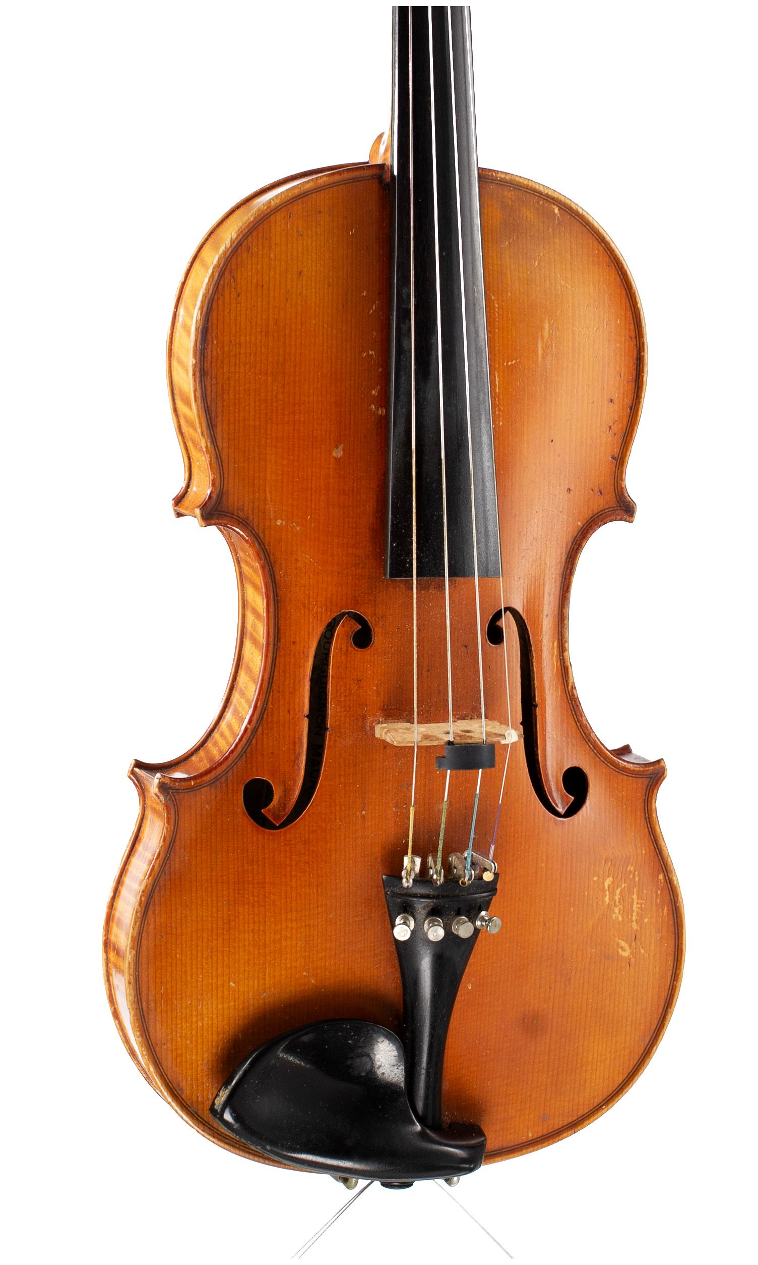 Violin by Maurice Bourguignon, Brussels, 1925 — angled view, 20°
