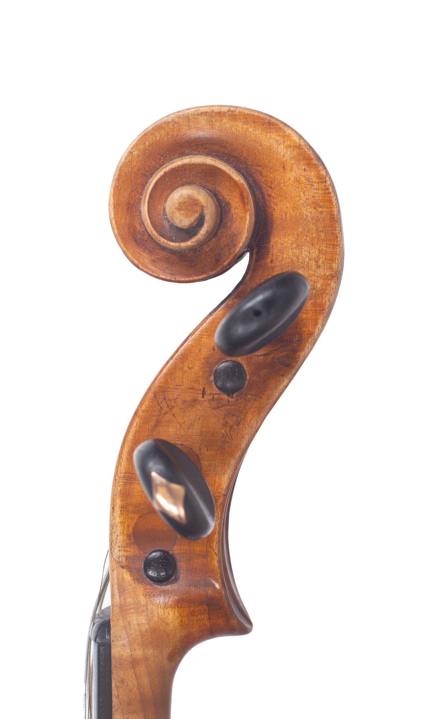 Violin, Workshop of Didier Nicolas Aine, Mirecourt, 19th Century — scroll