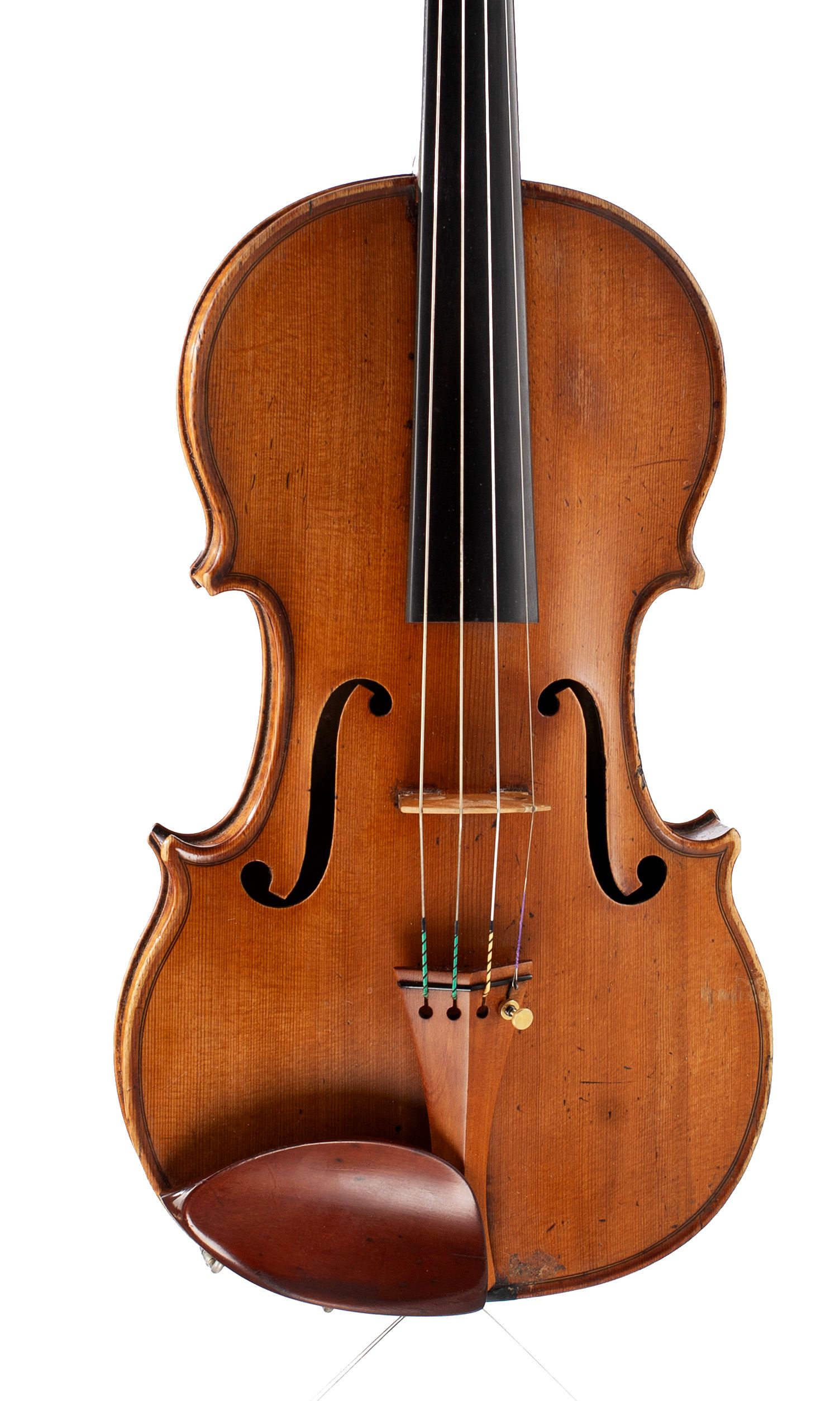 Violin, Workshop of Didier Nicolas Aine, Mirecourt, 19th Century — angled view, 10°