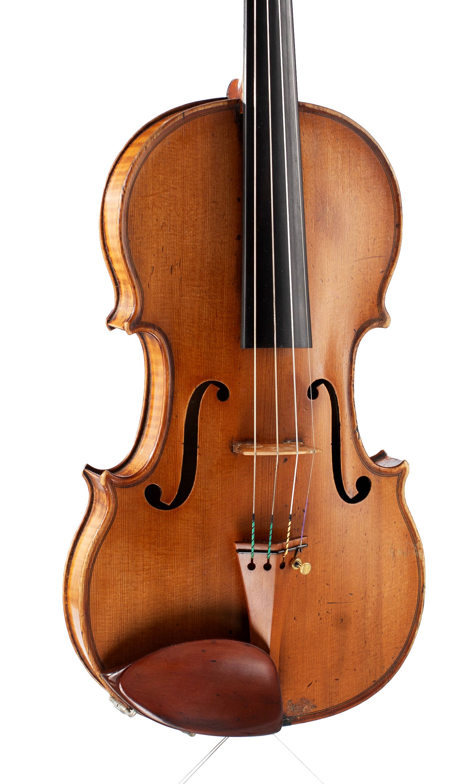 Violin, Workshop of Didier Nicolas Aine, Mirecourt, 19th Century — angled view, 20°