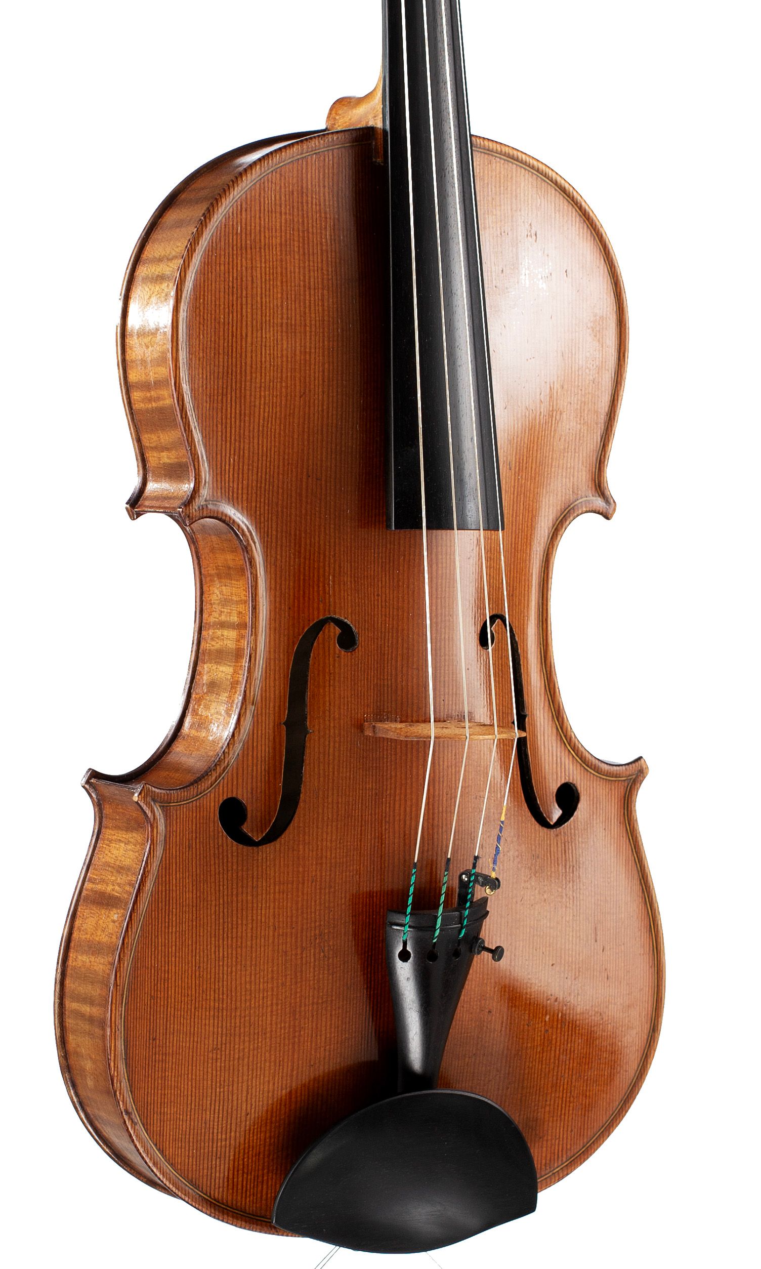 Viola by J. W. Owen, Leeds, circa 1910 — angled view, 30°