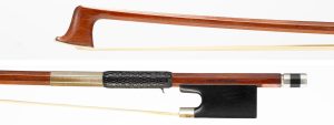 A silver-mounted violin bow by Horst Schicker — head and frog