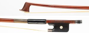 A silver-mounted viola bow by Lothar Seifert — head and frog