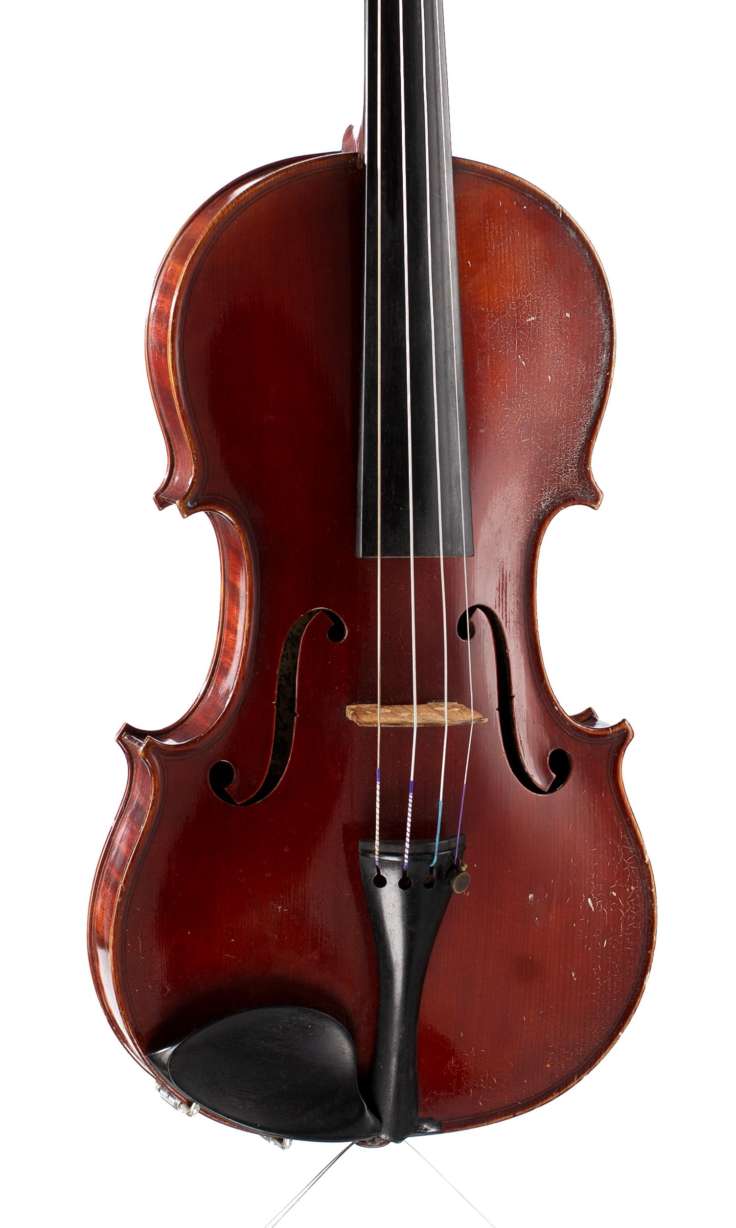 Violin by Arthur Richardson, Crediton, 1929 — angled view, 20°