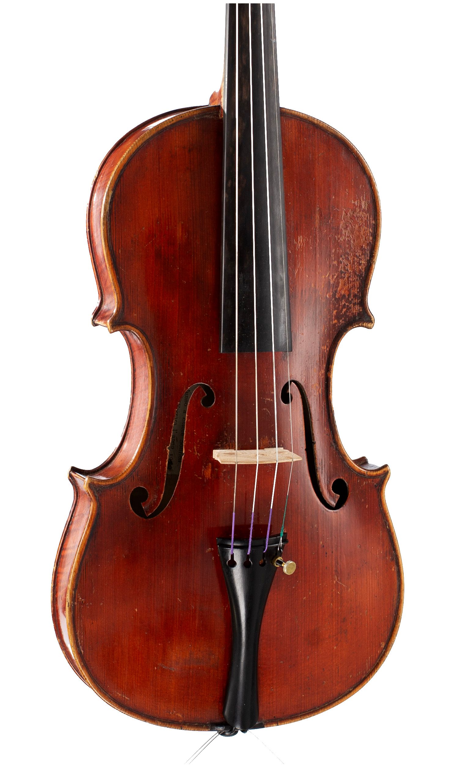 Violin by Enrico Orselli, Ferrara, 1922 — angled view, 20°