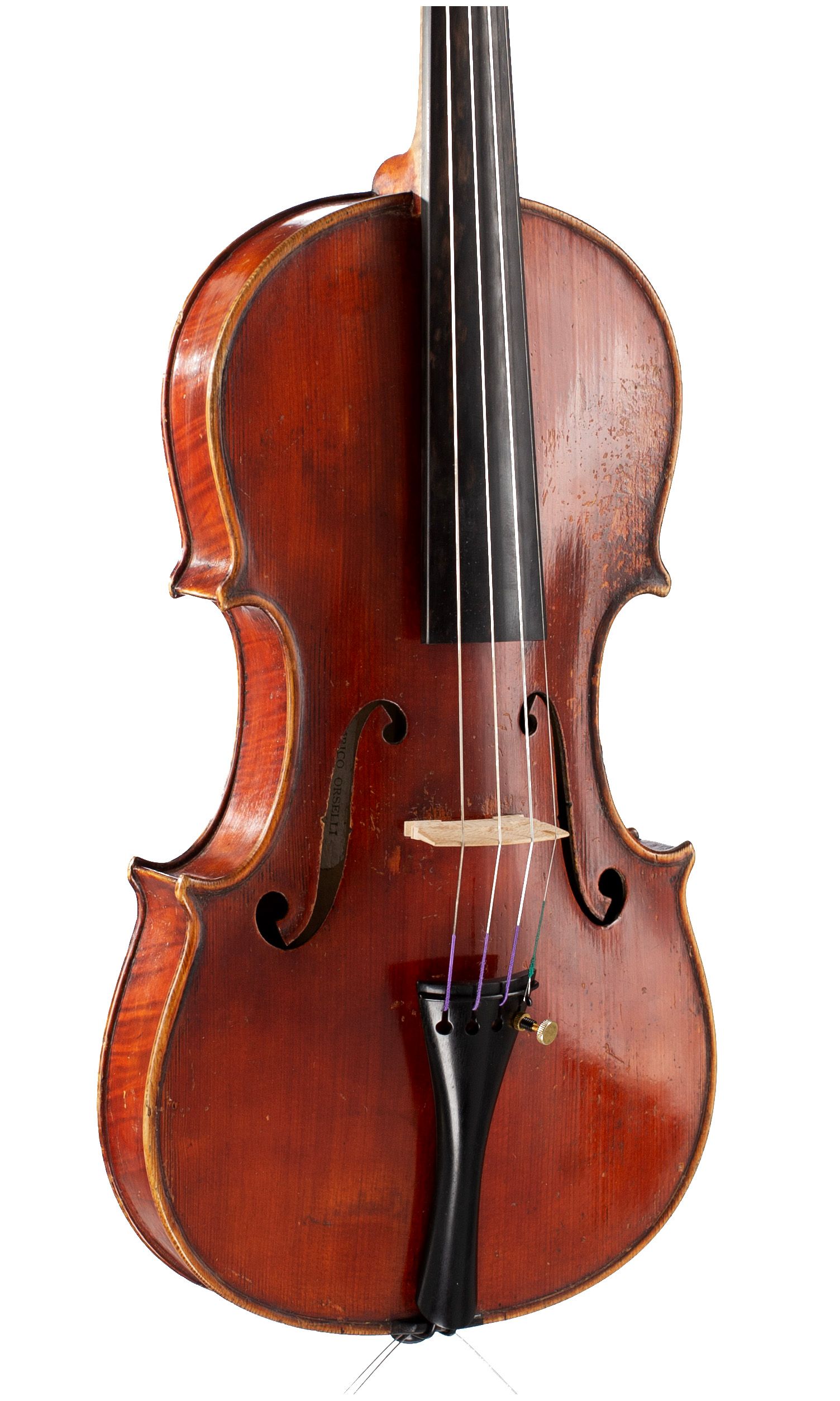 Violin by Enrico Orselli, Ferrara, 1922 — angled view, 30°