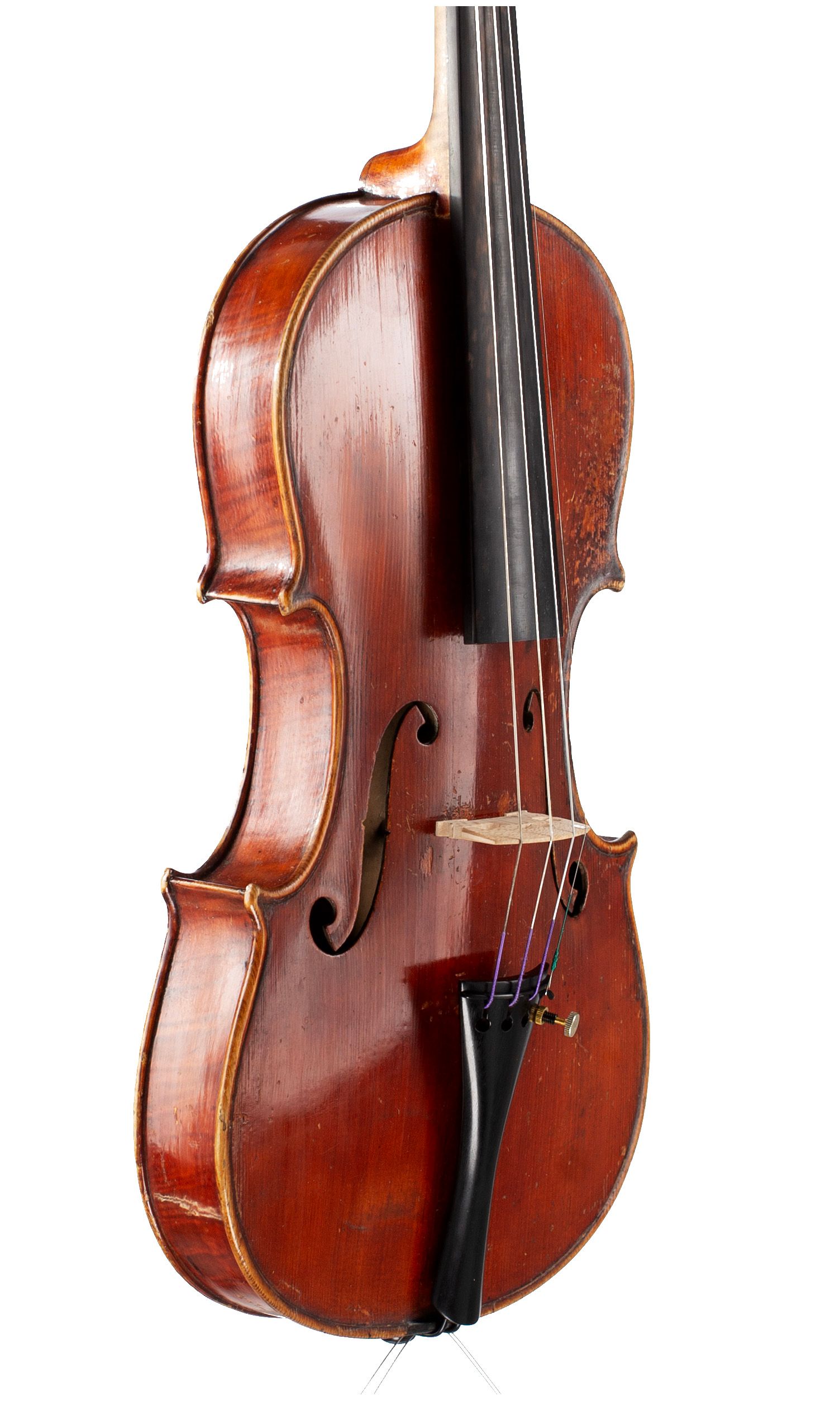Violin by Enrico Orselli, Ferrara, 1922 — angled view, 50°