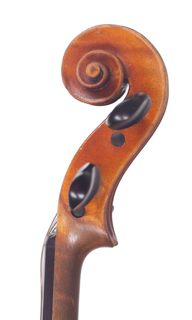 Violin by Albin Hollinger, Kiel, 1904 — scroll