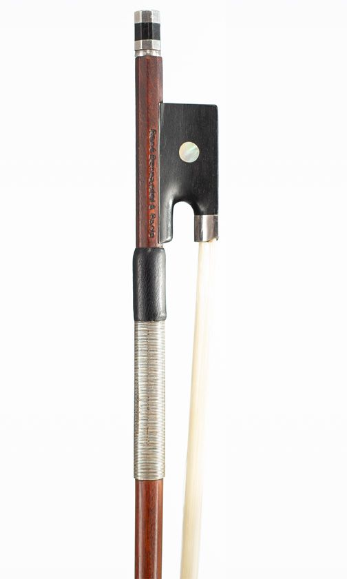 A silver-mounted violin bow by Marie Louis Piernot, Paris, 1910 — frog detail