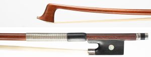A silver-mounted violin bow by Marie Louis Piernot, Paris, 1910 — head and frog