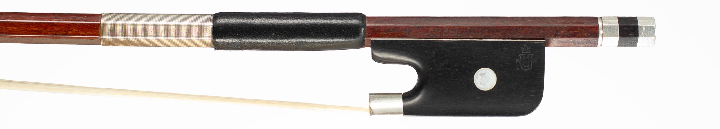 A silver-mounted viola bow by K. W. Uebel — frog