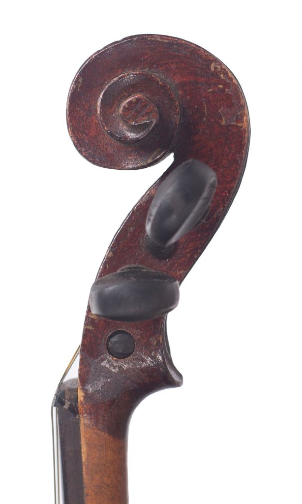 Small sized violin, Workshop of Jérôme Thibouville-Lamy, Mirecourt, circa 1890 — scroll