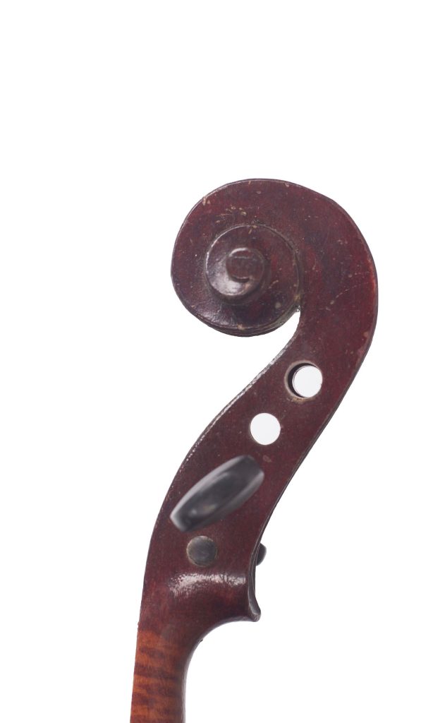 Three-quarter sized violin, Workshop of Jérôme Thibouville-Lamy, Mirecourt, circa 1890 — scroll