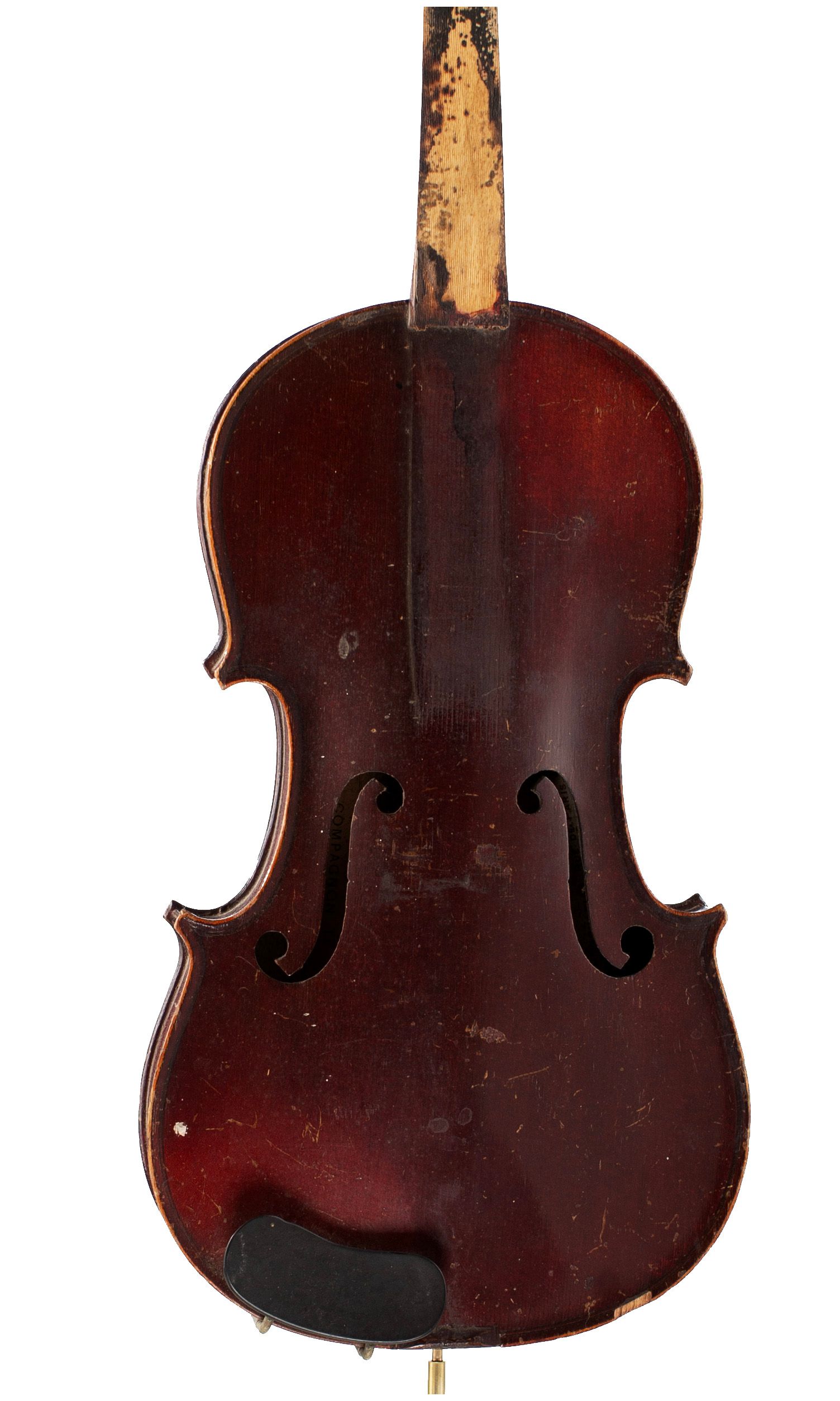 Three-quarter sized violin, Workshop of Jérôme Thibouville-Lamy, Mirecourt, circa 1890 — angled view, 10°