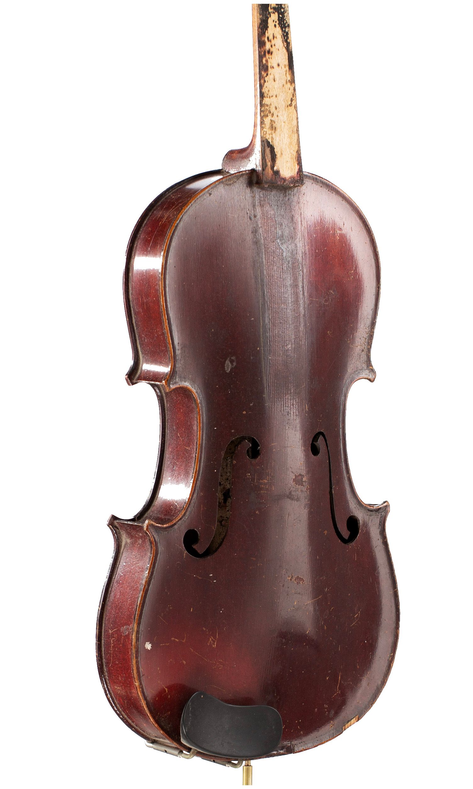 Three-quarter sized violin, Workshop of Jérôme Thibouville-Lamy, Mirecourt, circa 1890 — angled view, 40°