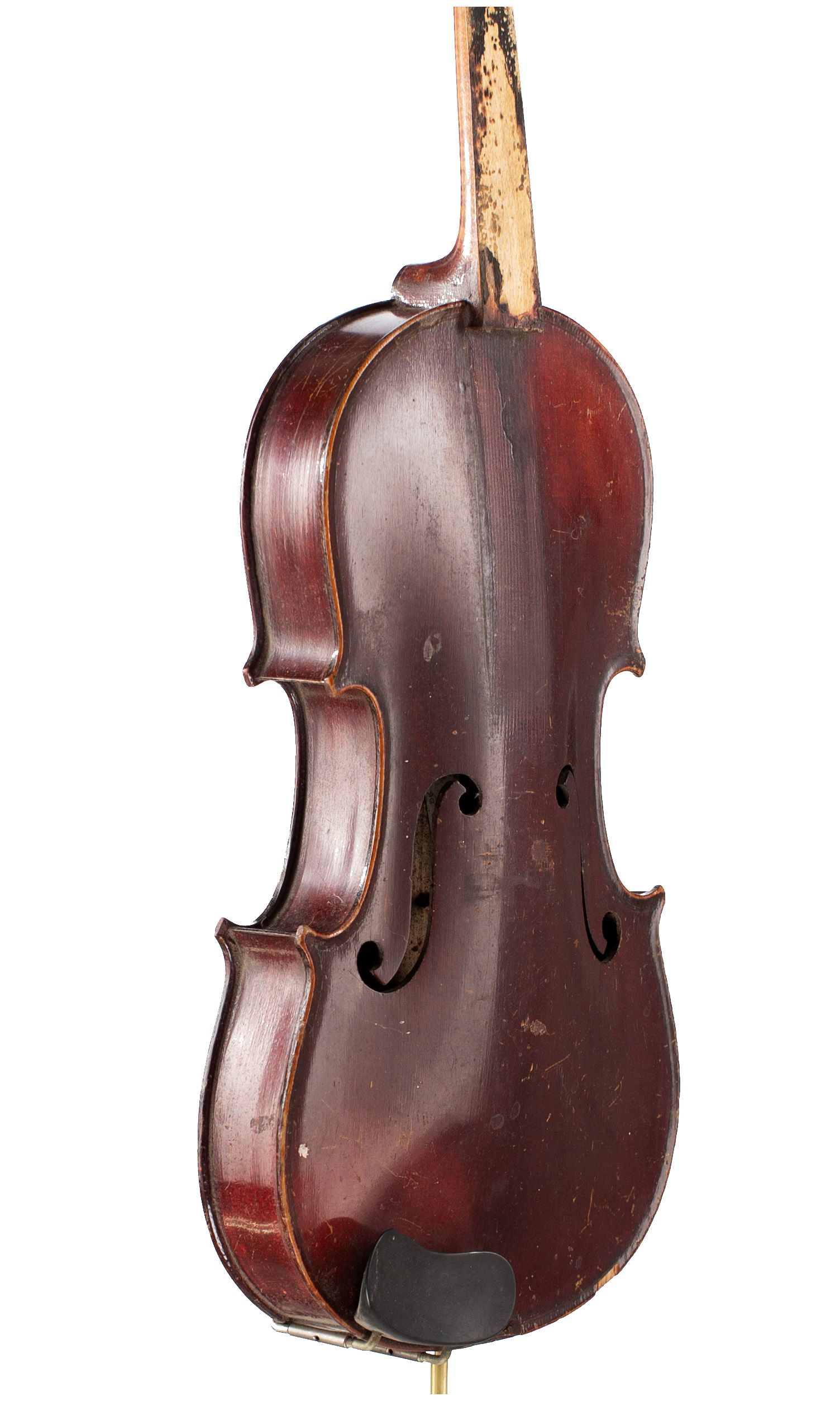 Three-quarter sized violin, Workshop of Jérôme Thibouville-Lamy, Mirecourt, circa 1890 — angled view, 50°