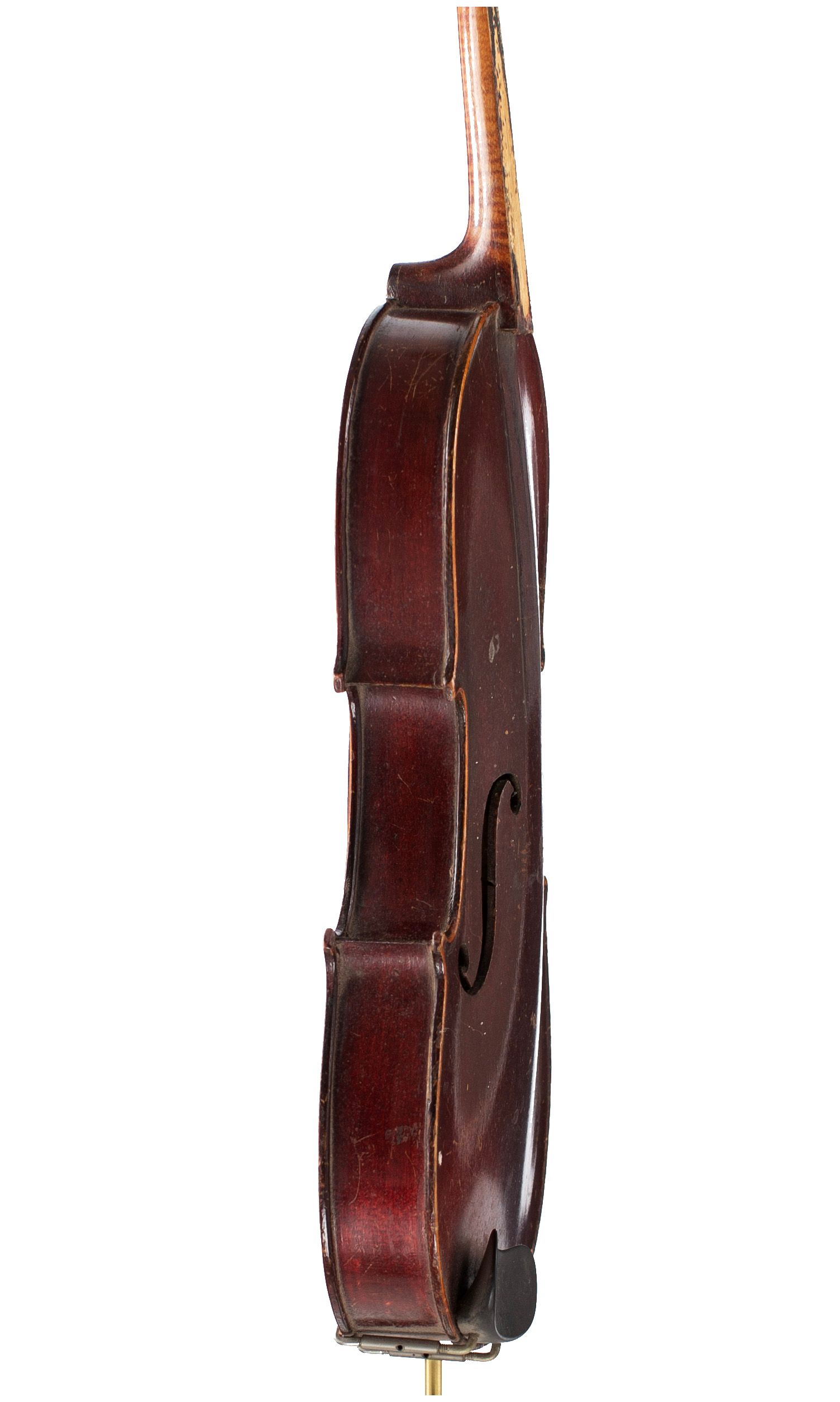 Three-quarter sized violin, Workshop of Jérôme Thibouville-Lamy, Mirecourt, circa 1890 — angled view, 80°