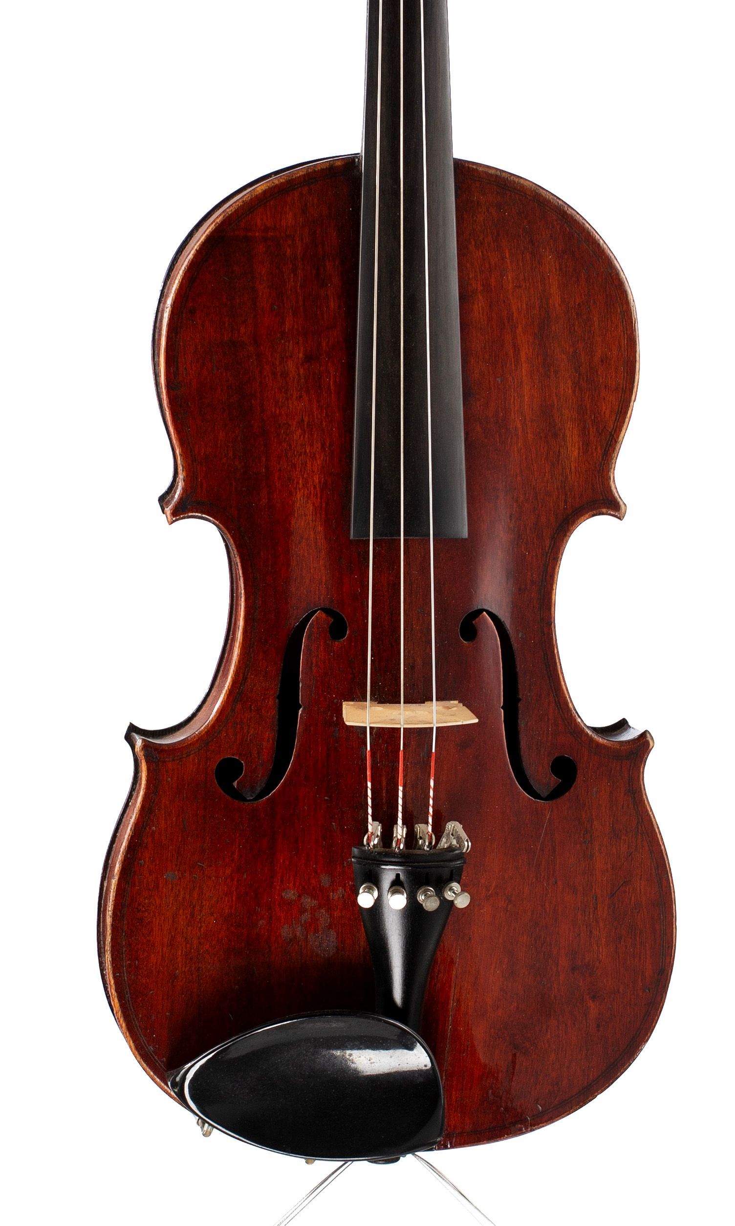 Violin, Workshop of Jérôme Thibouville-Lamy, Mirecourt, circa 1900 — angled view, 10°