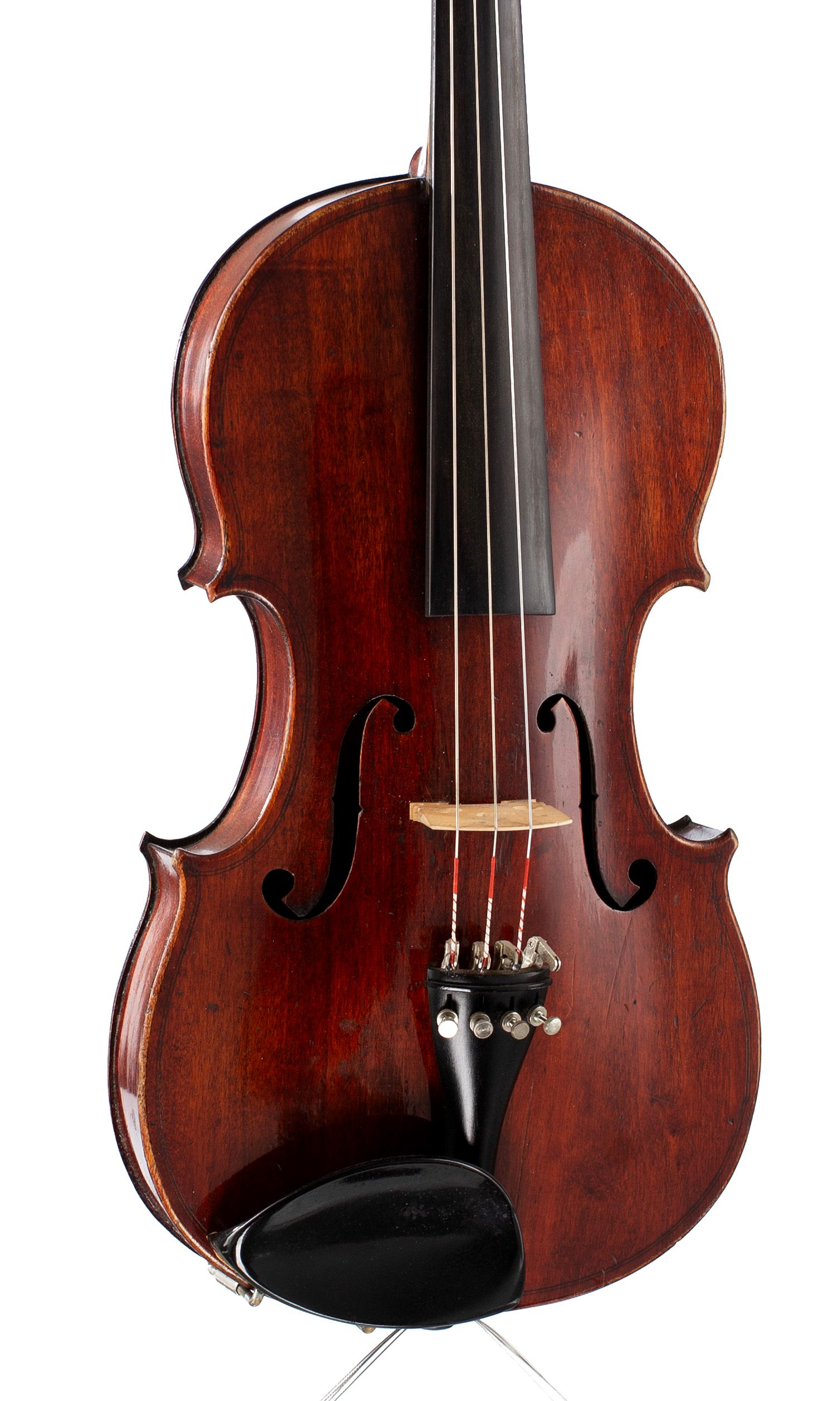 Violin, Workshop of Jérôme Thibouville-Lamy, Mirecourt, circa 1900 — angled view, 20°